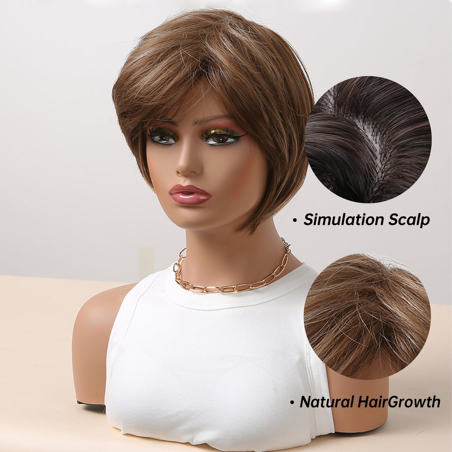 8 Inch Brown Pixie Cut Wig Synthetic Heat Resistant Wig SS179-1