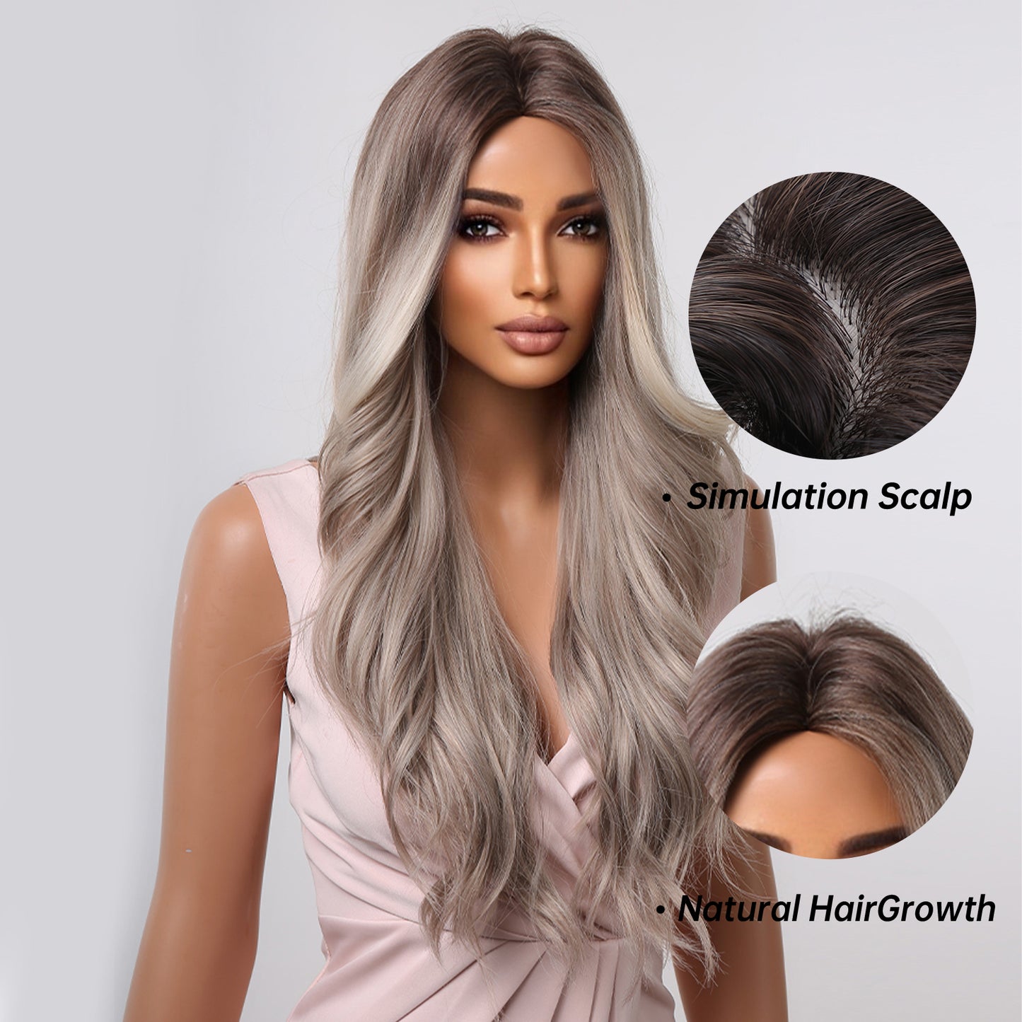 Delivery From US | 28 inch Long Silver Gray Wavy Wig for Women MA2044-1