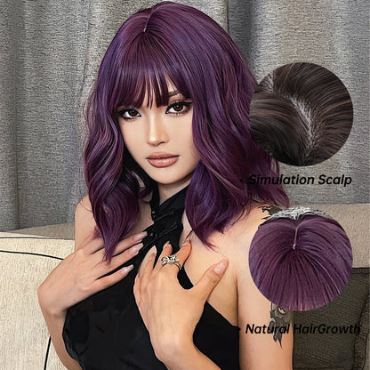 14 Inch Purple Short  Wigs for Women WL1006-3