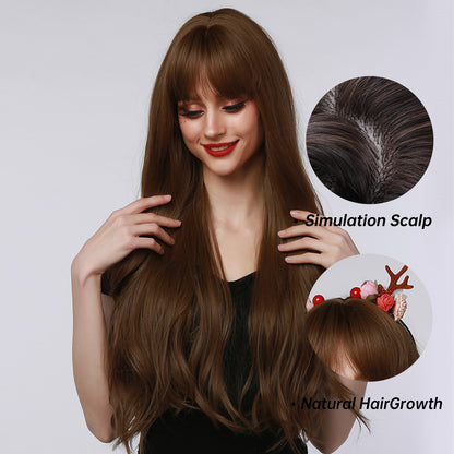 28 Inch Brown Long Wigs for Women LC6103-1