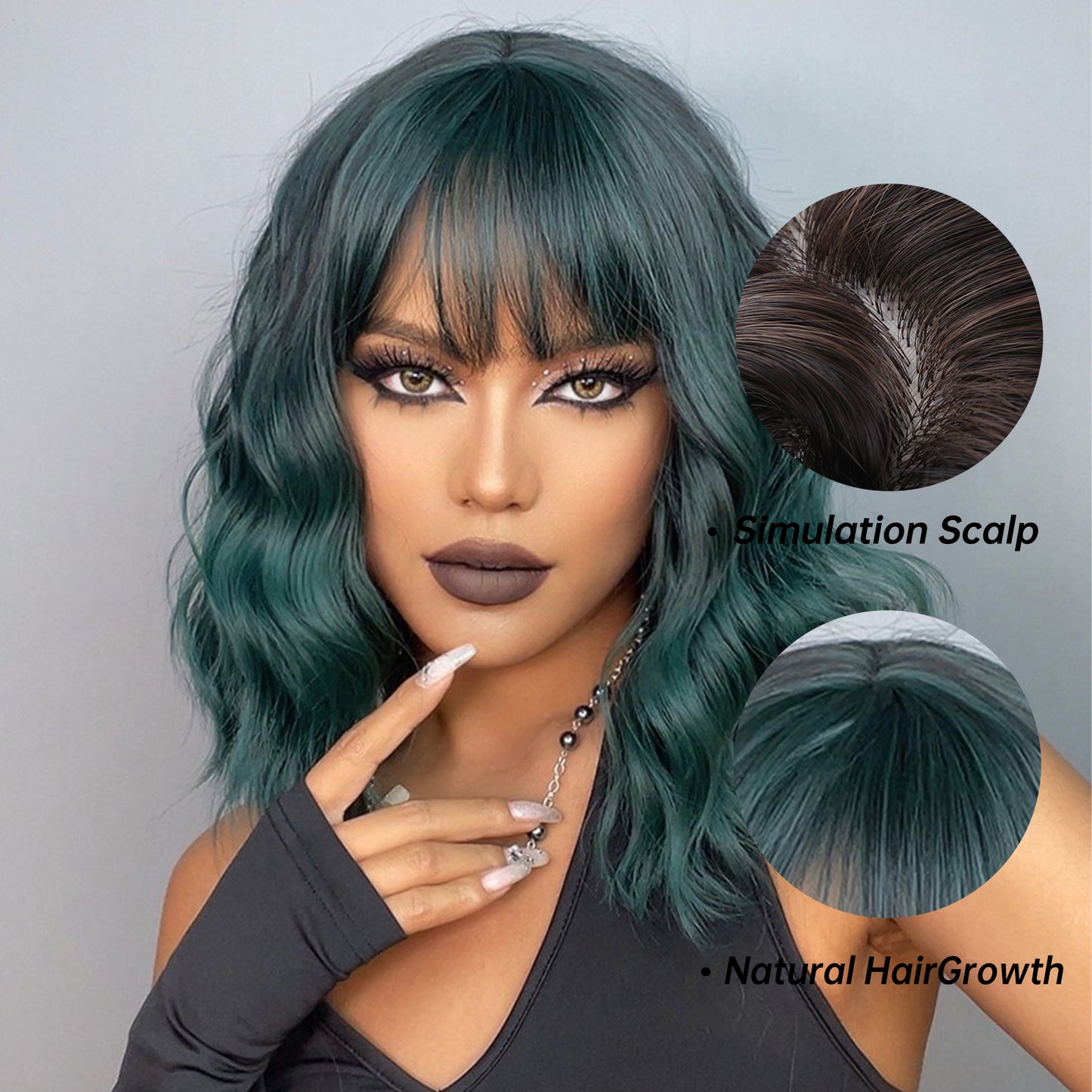 16 Inch Green Ombre Wavy BOB wigs for Women SS170-1