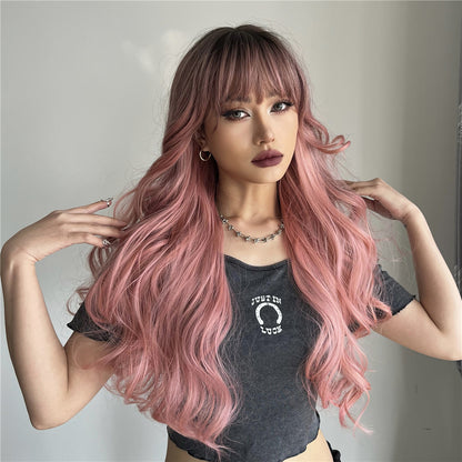 26inches ombre pink wave long hair  fashion wig LC6018