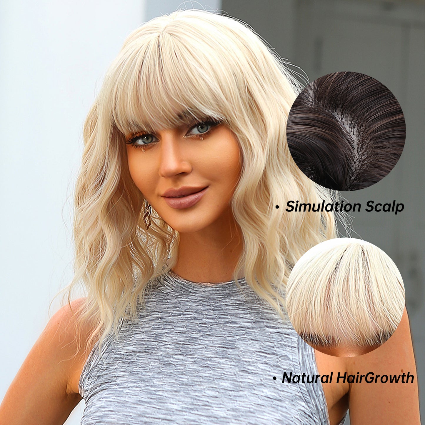 Delivery From US | 14 Inch Blonde Wavy Bob Wigs for Women SS170-2