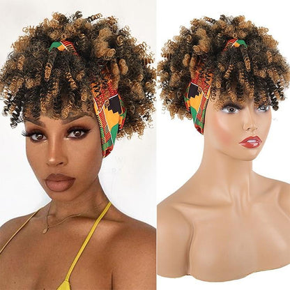 Afro Kinky Synthetic Headband Wig Kinky Curly Wig Afro Wrap Wigs