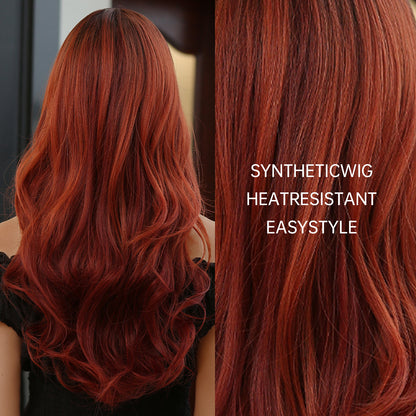 24 Inch Brown Ombre Red long Wavy Wigs for Women LC5221-1