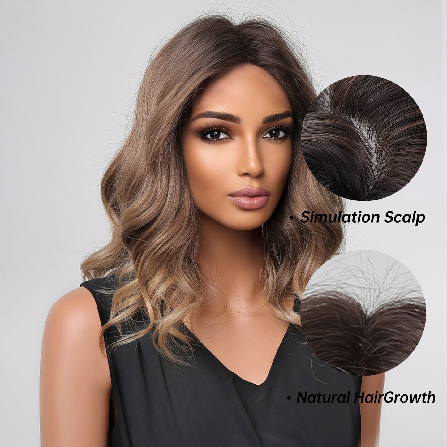 Delivery From US | 16 Inch Brown Ombre Short Curly Wig for Women MA2001-1