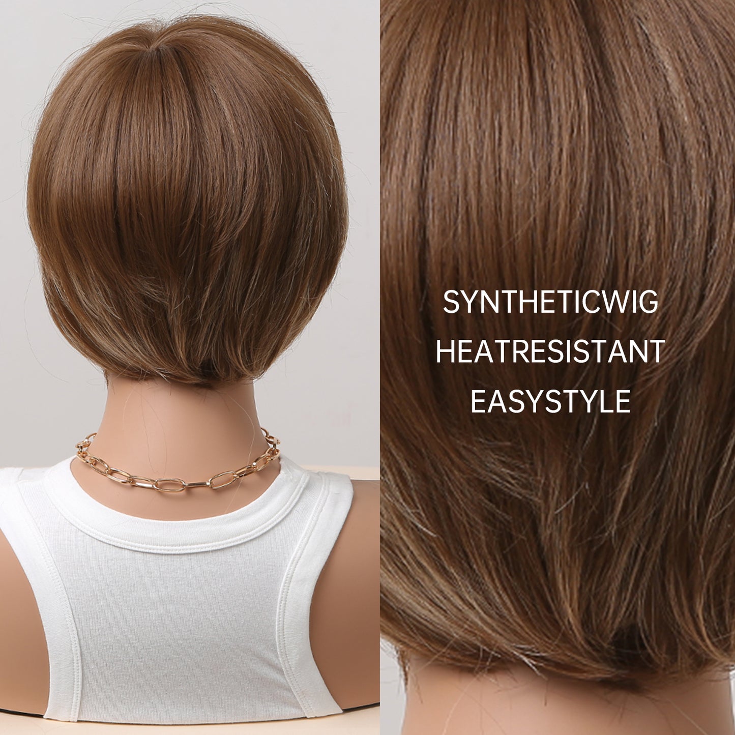 8 Inch Brown Pixie Cut Wig Synthetic Heat Resistant Wig SS179-1