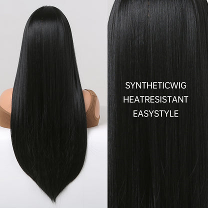 26 Inch Long Black Straight Wig Synthetic Heat Resistant Wig WL1014-1