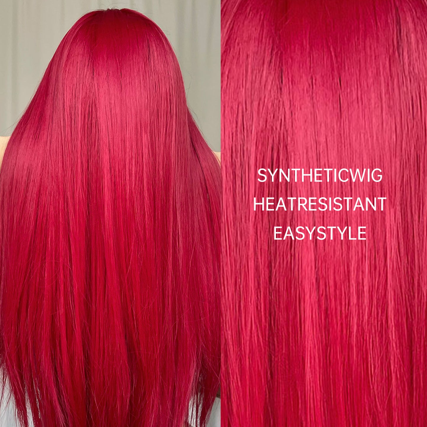 26Inch Red Long Straight Wigs for Women WL1085-1