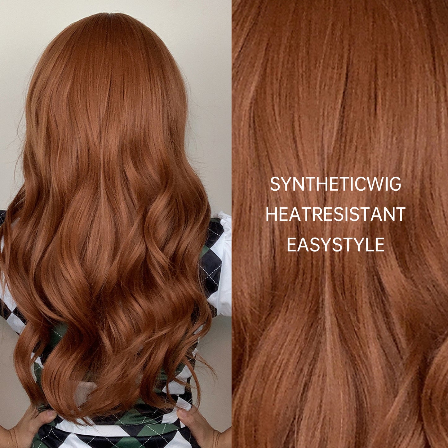 22 Inch Dark Orange Long Wavy Wigs for Women LC034-1