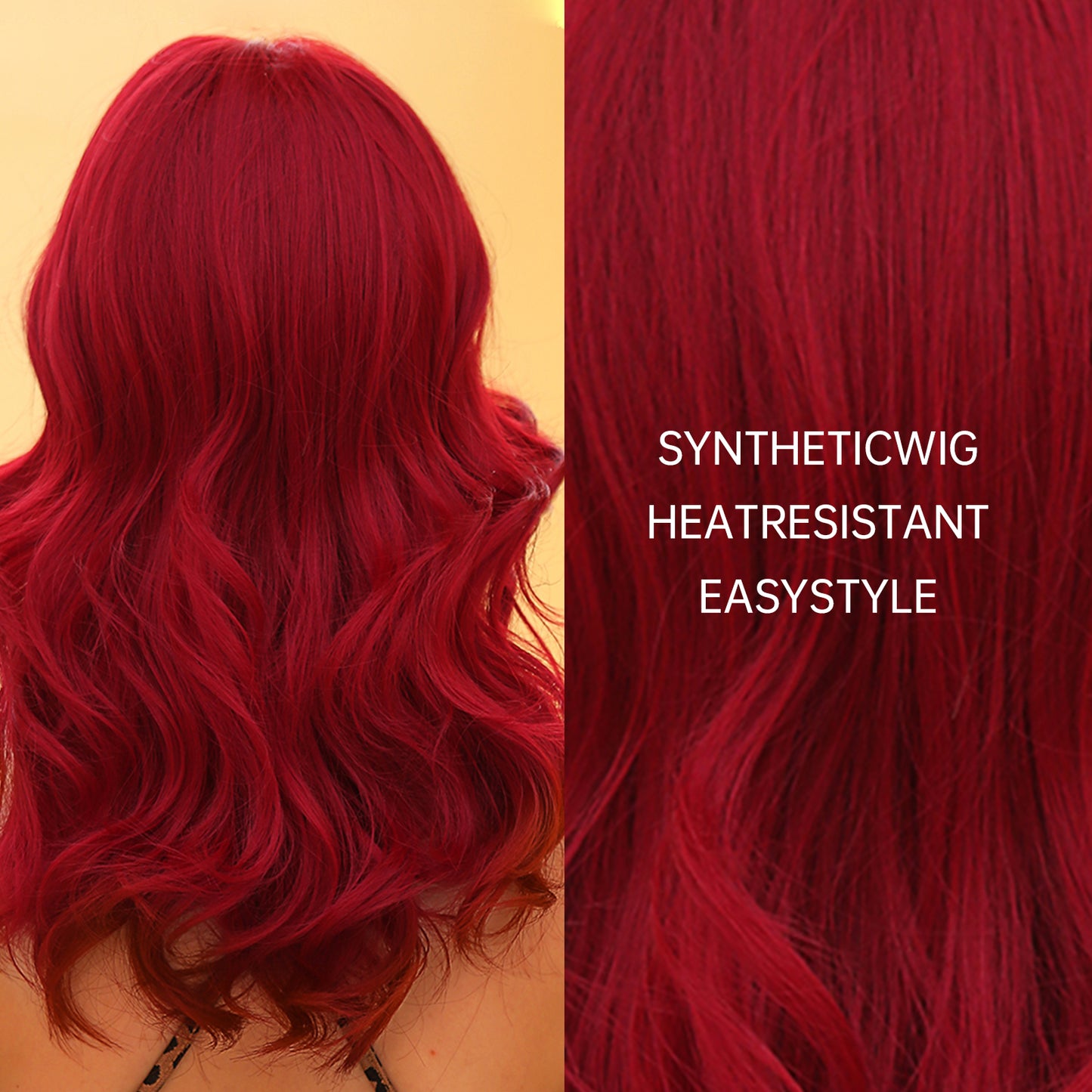 Delivery From US | 18 Inch Red Wavy Bob With Bangs for Women WL1048-1