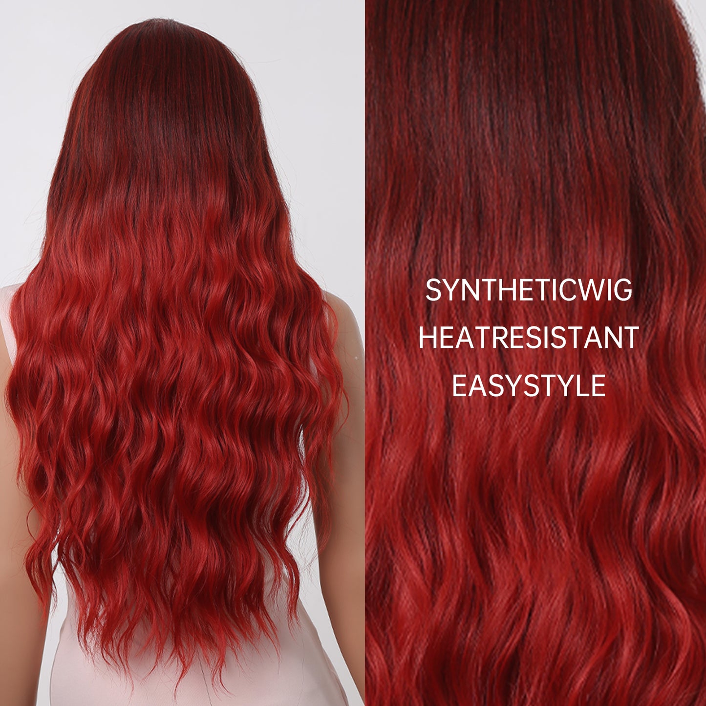 Delivery From US | 30 inch Long Red Wavy Wig for Women MA2043-1