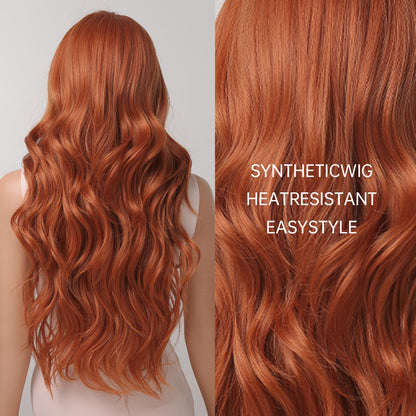 Delivery From US | 26 Inch Orange Long Curly Wavy Wigs with Bangs for Women MA2074-2