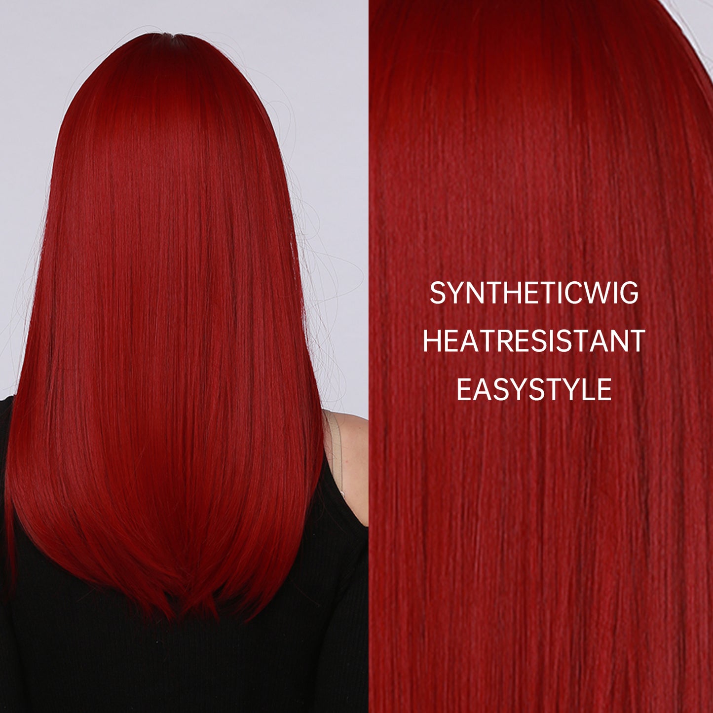 24 Inch Red Long Straight Wigs for Women LC6044-1