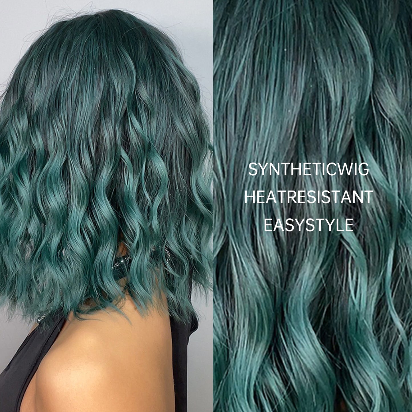 16 Inch Green Ombre Wavy BOB wigs for Women SS170-1