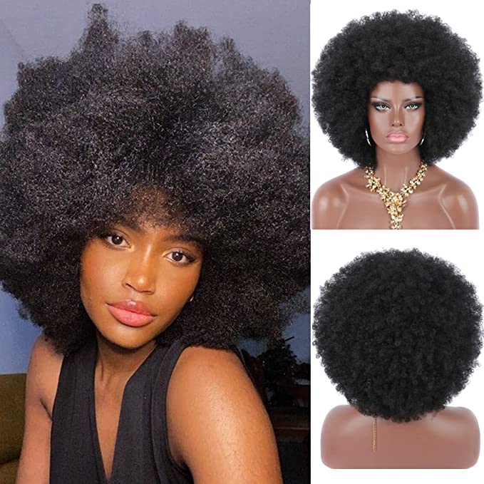 16" Women's Short Afro Kinky Curly Synthetic Afro Style Wig