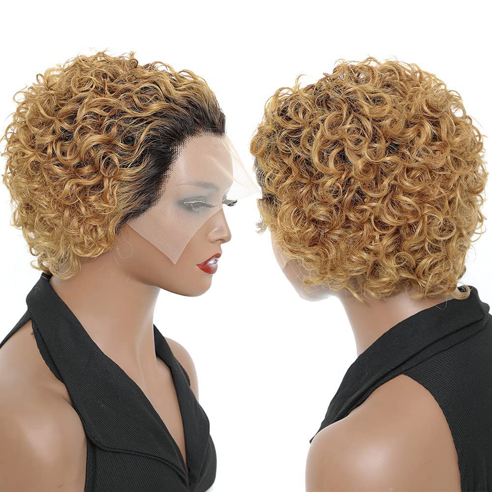 13 x1 pixie cut short curly lace frontal human hair wig