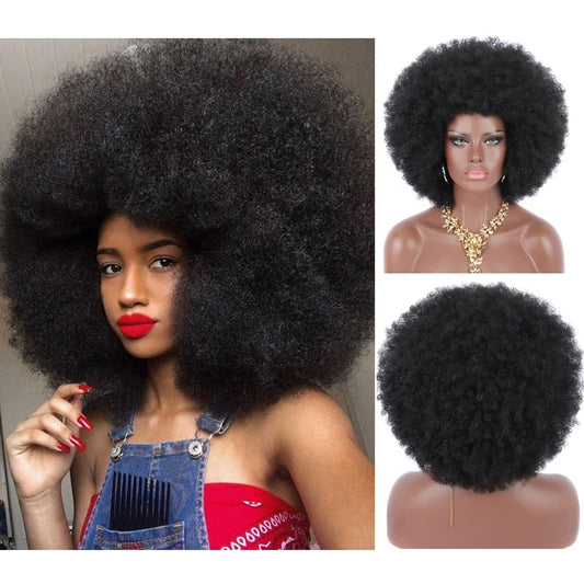 16" Women's Short Afro Kinky Curly Synthetic Afro Style Wig