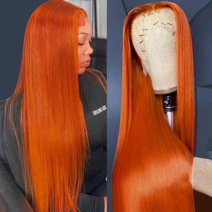 Ginger Orange 13x4 Lace Frontal Straight Human Hair Wigs