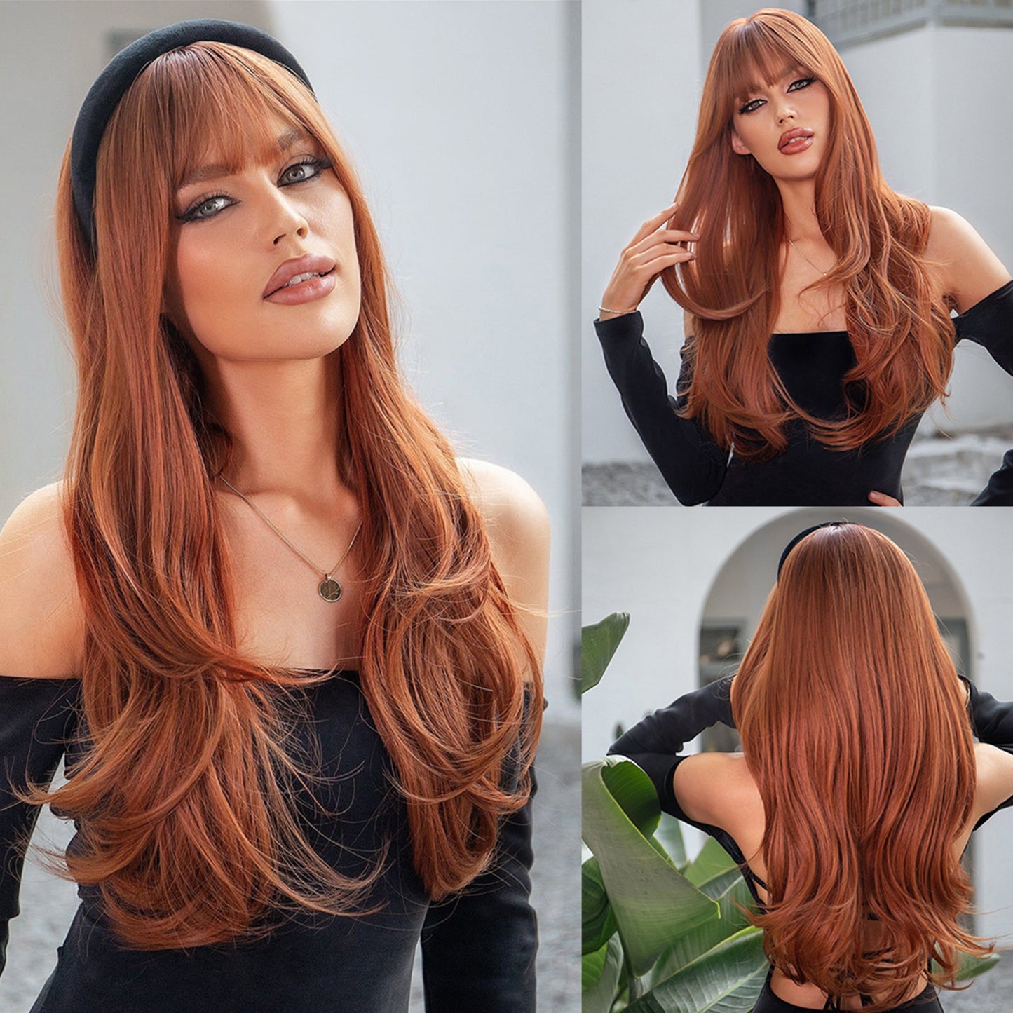 26 Inch Orange Long Straight Wigs for Women LC028-1