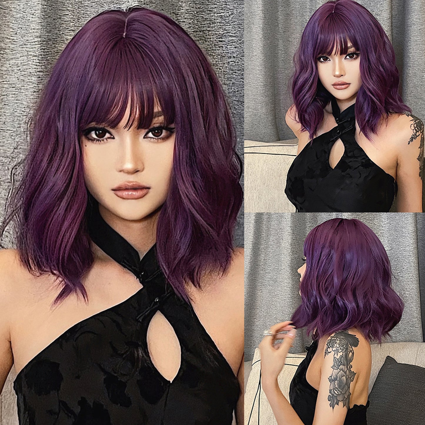 14 Inch Purple Short  Wigs for Women WL1006-3