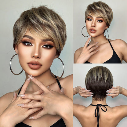 10 inch Brown Ombre Pixie Cut for Women SS127-1