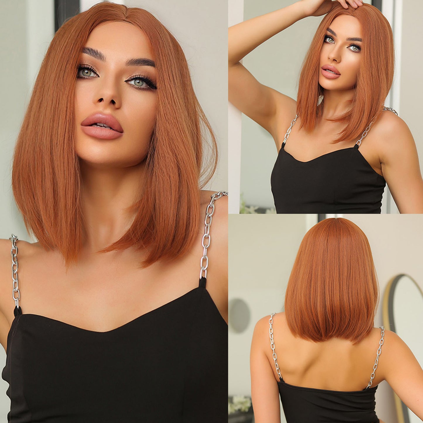 14 Inch Orange Middle Part Bob for Women WL1034-1