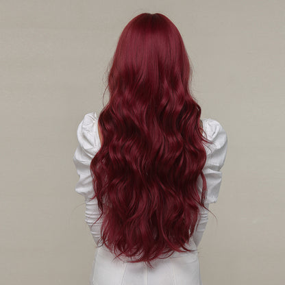 26inches      wine red Long Burgundy curly wig LC2074-1