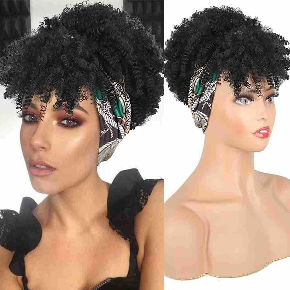 Afro Kinky Synthetic Headband Wig Kinky Curly Wig Afro Wrap Wigs