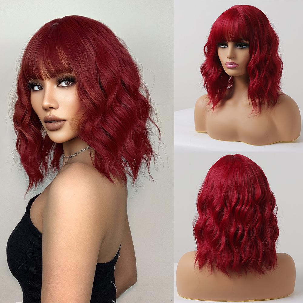 Delivery From US | 12 inches wave Bob short hair red women wig