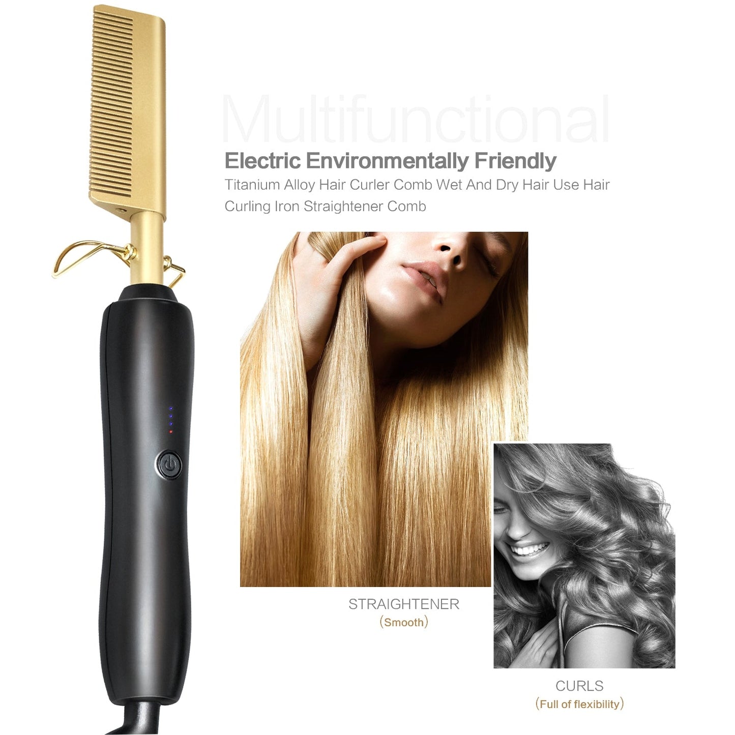 Electric Hot Straightening Heat Pressing Comb Ceramic