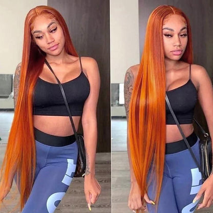 Ginger Orange 13x4 Lace Frontal Straight Human Hair Wigs