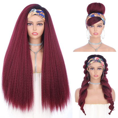 26 Inches Yaki Straight Headband Synthetic Wig, Multi-Color to Choose