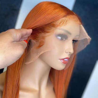 Ginger Orange 13x4 Lace Frontal Straight Human Hair Wigs