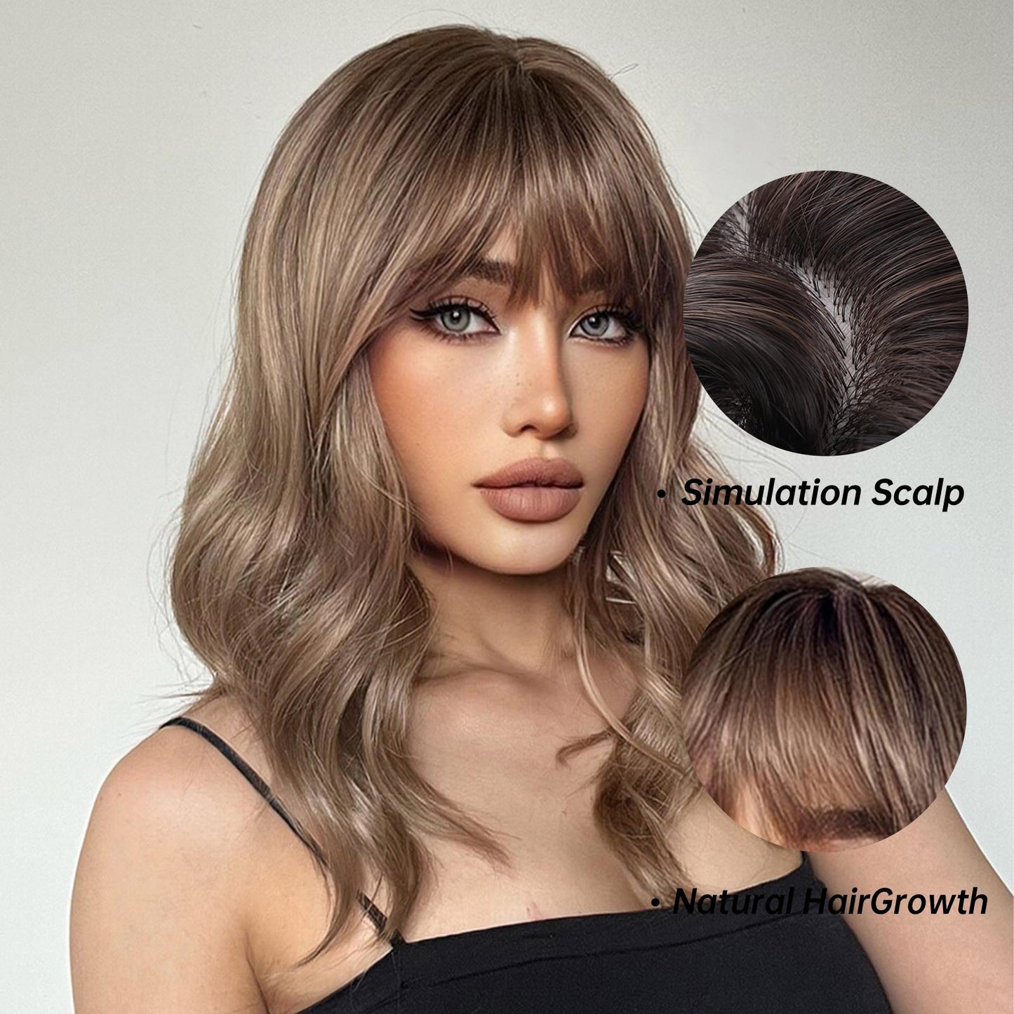 Delivery From US | 16 Inch Brown Ombre Wavy Wigs for Women LC1006-1