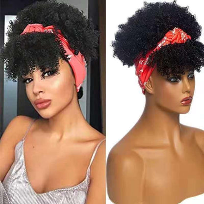 Afro Kinky Synthetic Headband Wig Kinky Curly Wig Afro Wrap Wigs