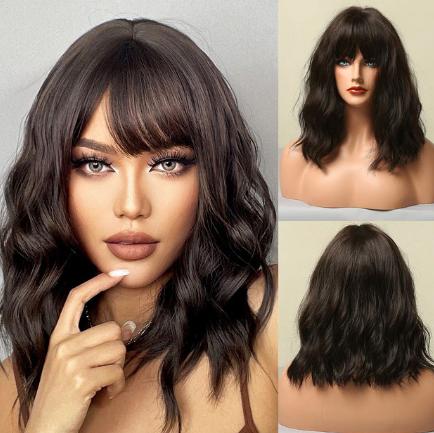 Delivery From US | 14 Inch Brown Wavy Bob wigs for Women LC210-4