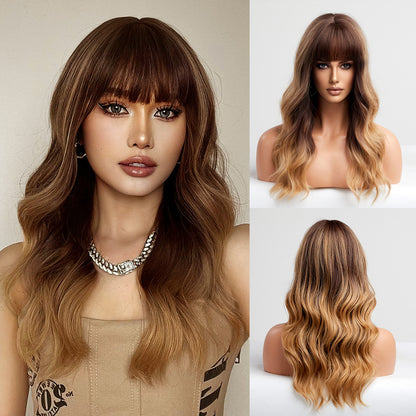 24inches long wave hair brown fashion wig LC6090